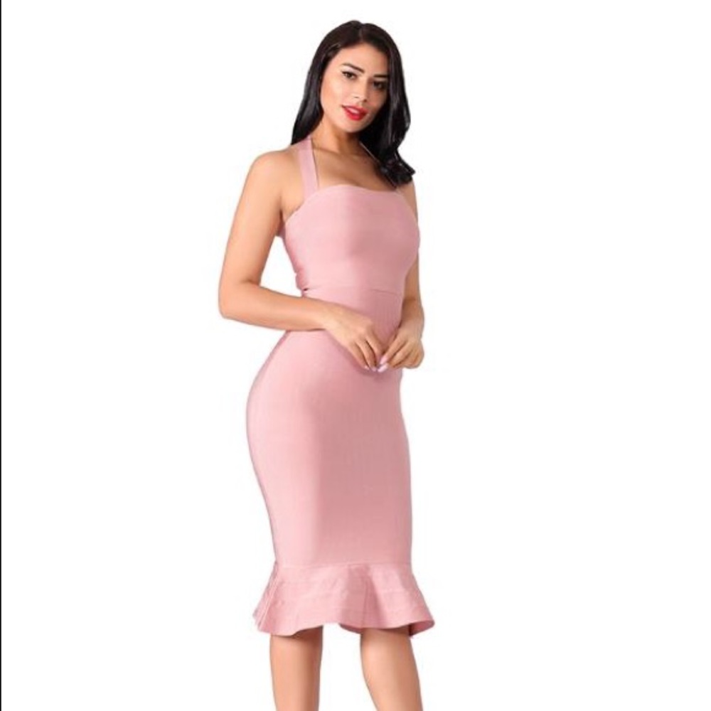 Pink Bandage Trumpet Dress